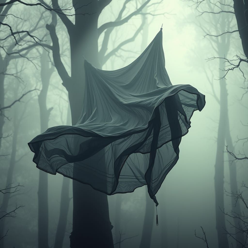 Surreal Forest Cloth Suspended in Mid-Air