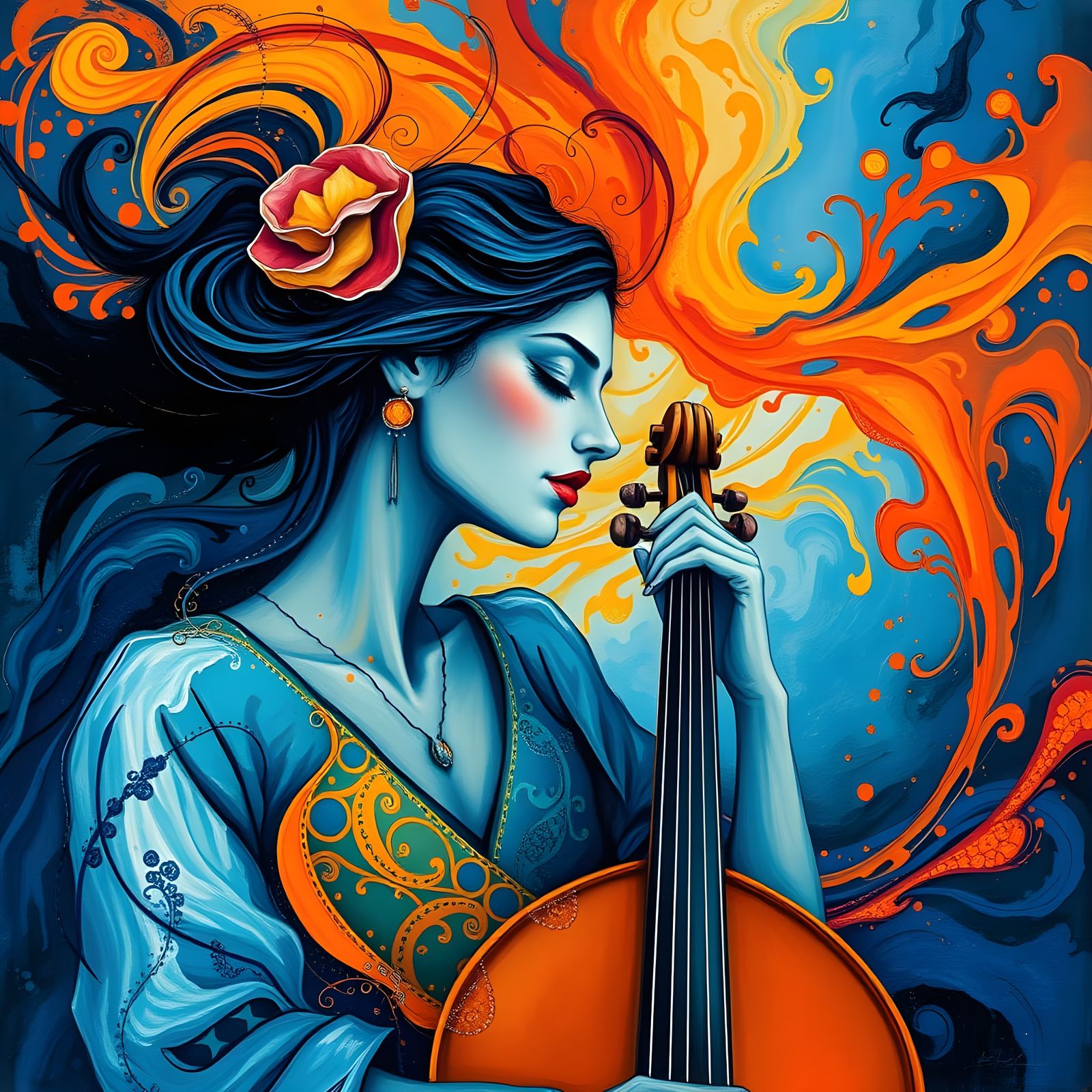 Vibrant Abstract Art Piece with Fruity Elements