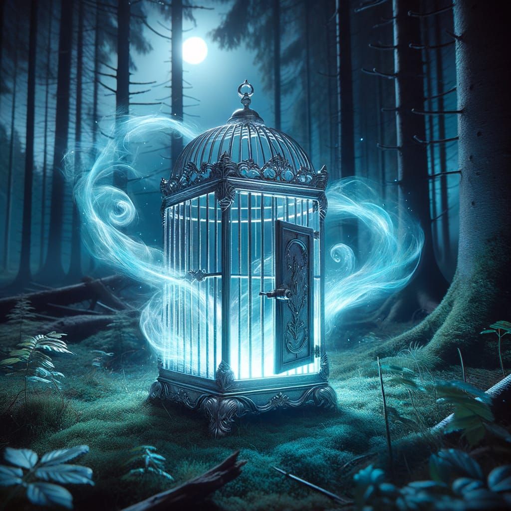 Glowing Cage Opens in Ethereal Forest Glade