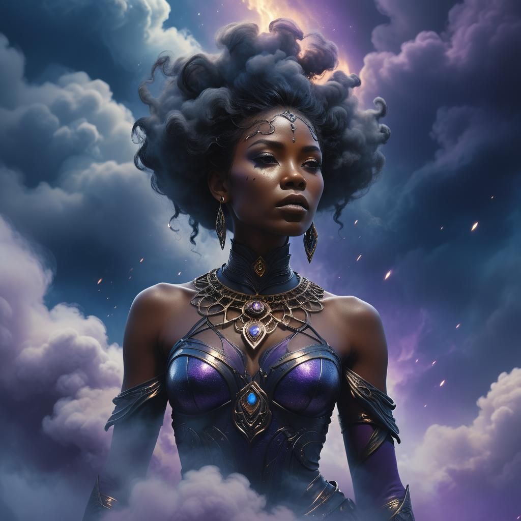 Ebony Woman Hybrid in Dark Fantasy Style