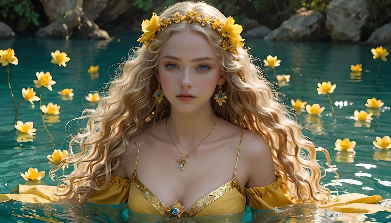 Ninlil, Wind Goddess Dancing in Desert Lake