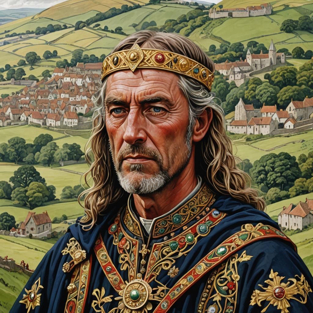 King Ceolred Æthelredson Portrait in Anglo-Saxon Style