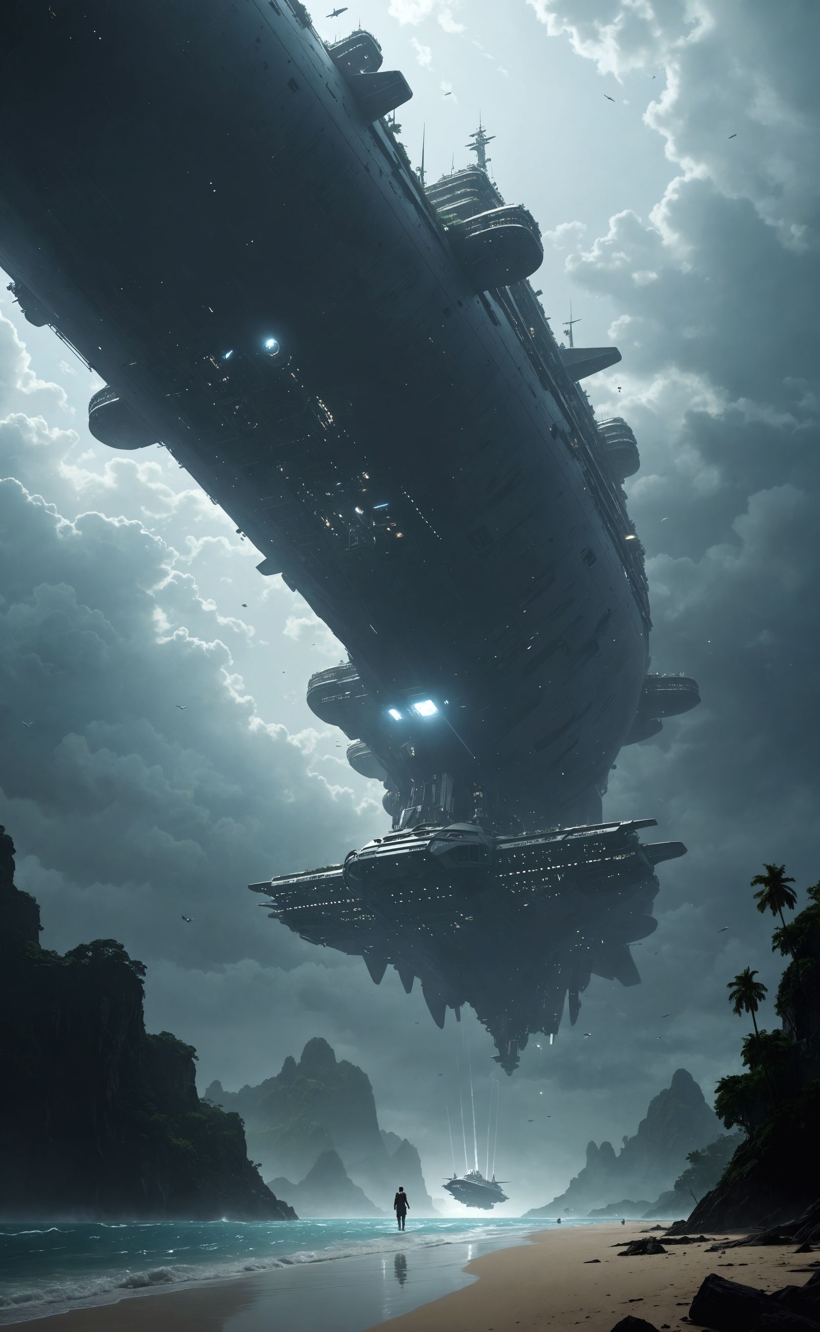 Colossal Mothership Descends on Tropical Beach City