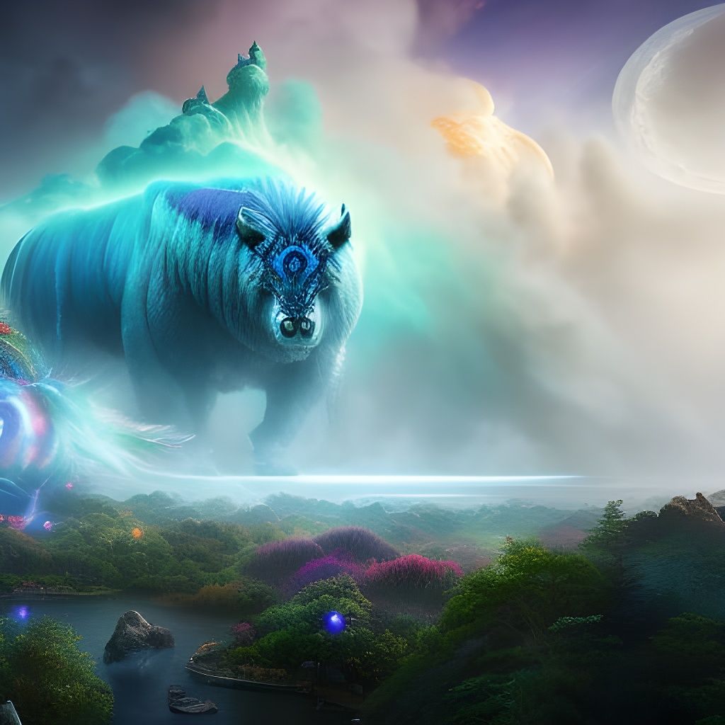 Mystical Beasts Bursting From Cosmic Portal