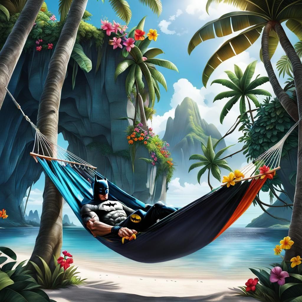 Photorealistic Batman in Hyperreal Splash Art