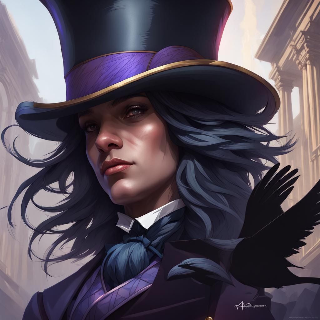 Aristocratic Raven Portrait in Hyperdetailed Style