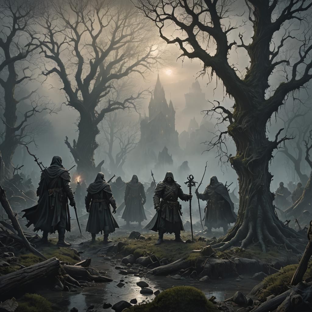 Ethereal War Ghosts in Dark Fantasy Style