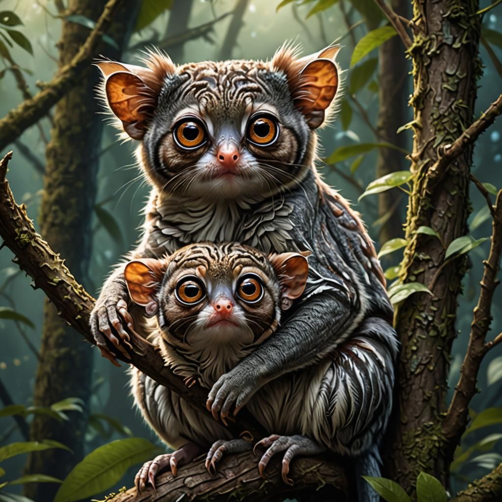 Optical Illusion with Tarsier Eyes in Hyperrealistic 3D