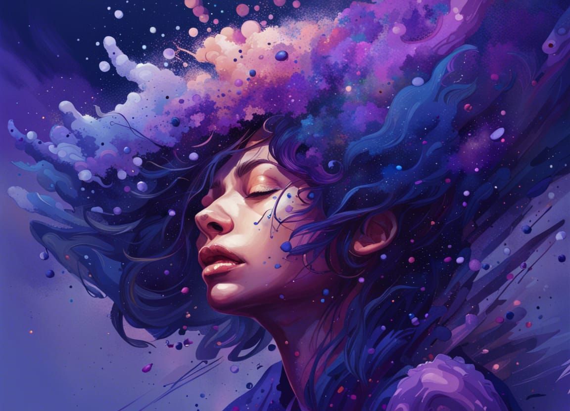 Hyperrealistic Indigo and Violet Night Sky Splash Art