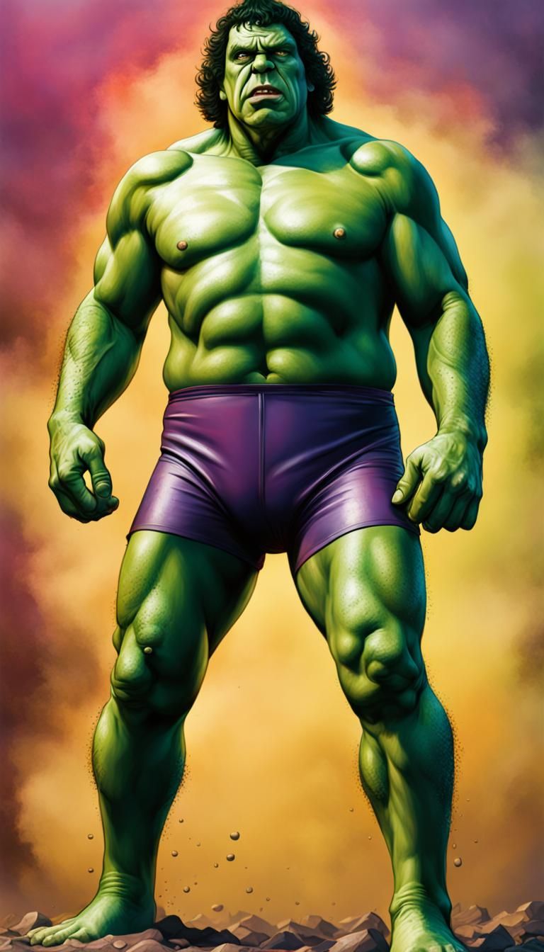 Hyperrealistic Andre the Giant as The Hulk