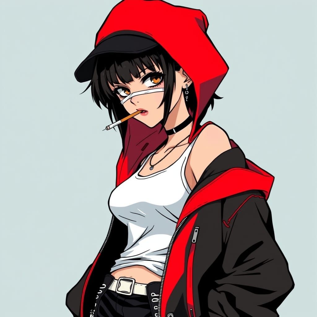 Edgy Cassette Girl in Bold, Manga-Inspired Fashion