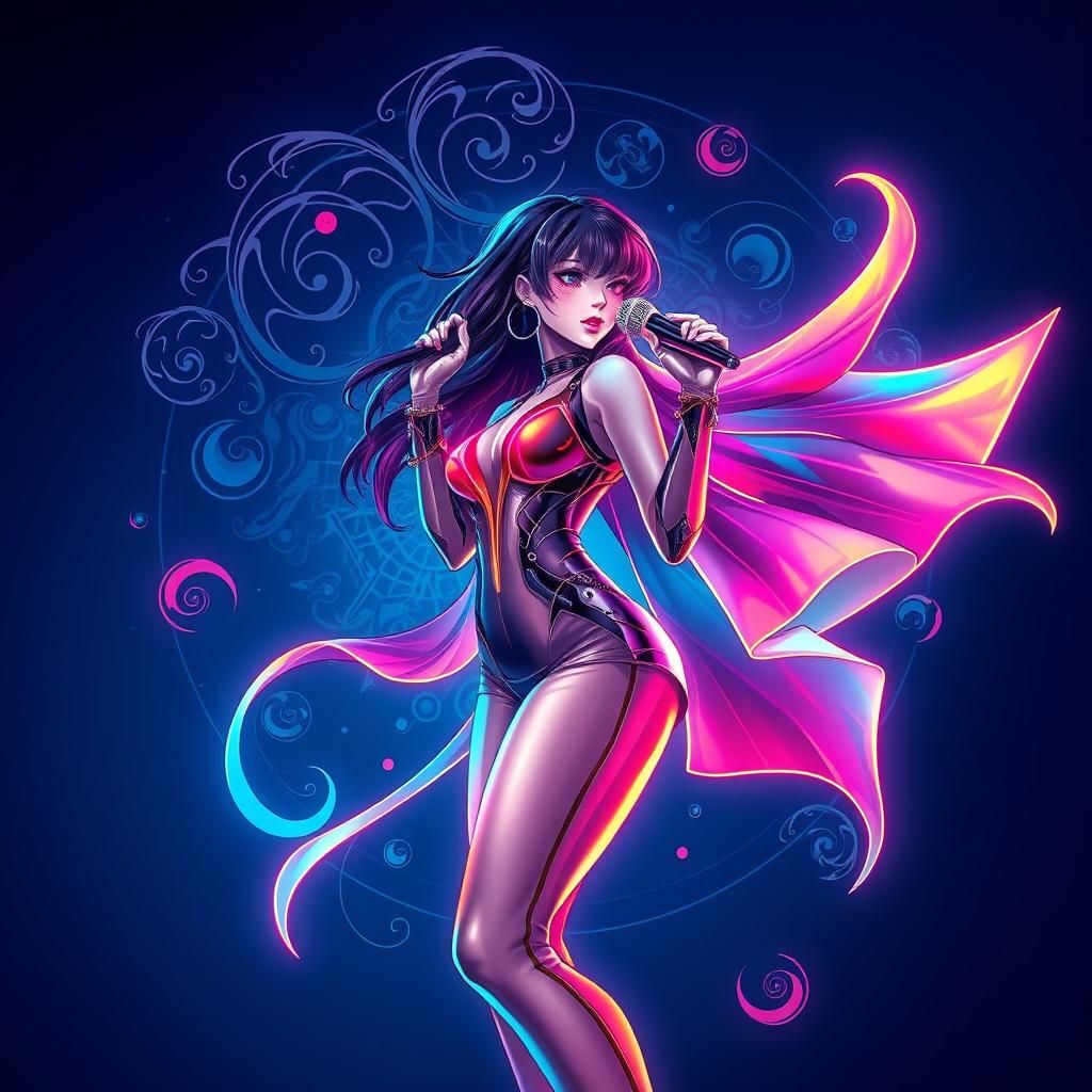 Neon Jazz Singer: Cyberpunk Anime Record Sleeve