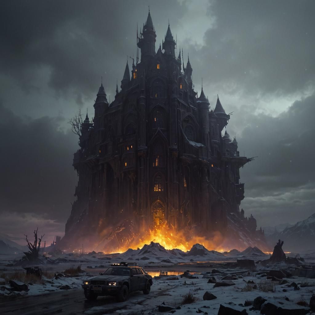 Dark Fantasy Masterpiece: Post-Apocalyptic Winter Scene in C...