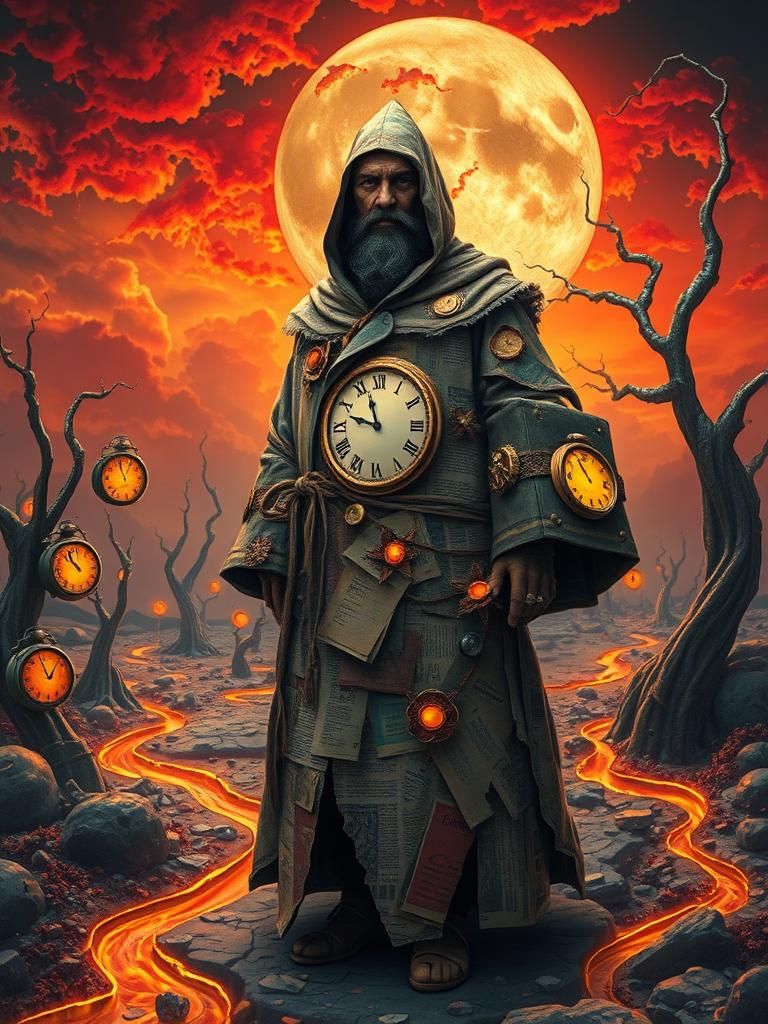 Mystical Figure in Surrealist Dreamscape