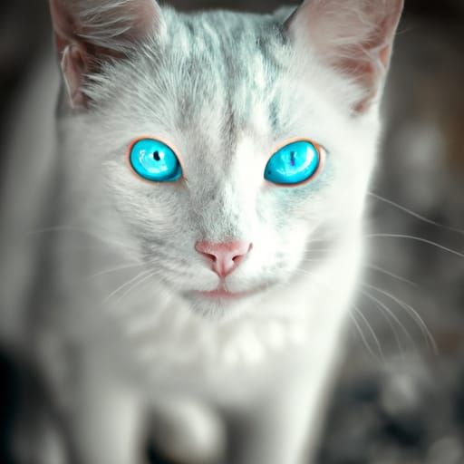 Beautiful White Cat with Turquoise Eyes
