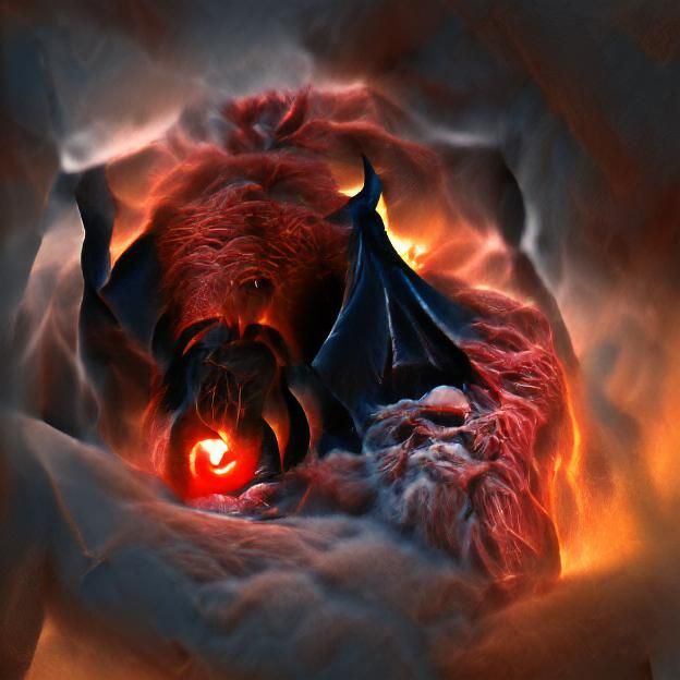 Balrog-like Creature Emerging from Shadow in Digital Art