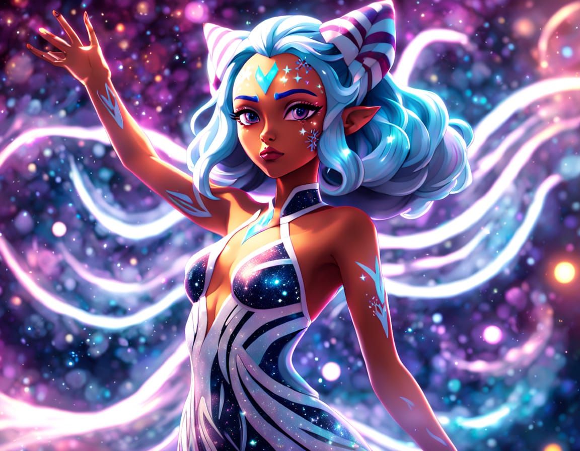 Astral Goddess Ahsoka in Shimmering Cosmic Garb