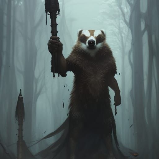 Badger Judge in Dark Fantasy Style
