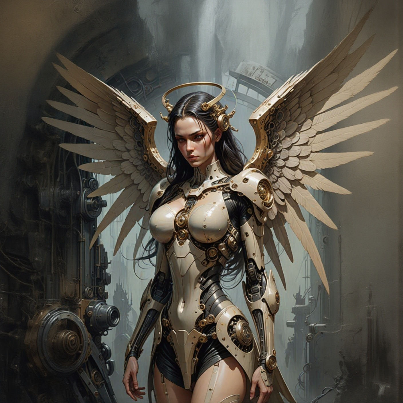 Mechanically Modified Angel with Detailed Wings