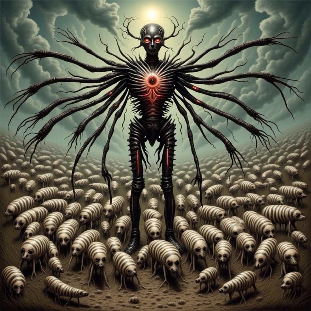 Dystopian Cityscape in Zebra-Punk Style