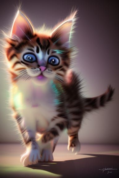 Cute Kitten Dancer in Exotic Fantasy Style