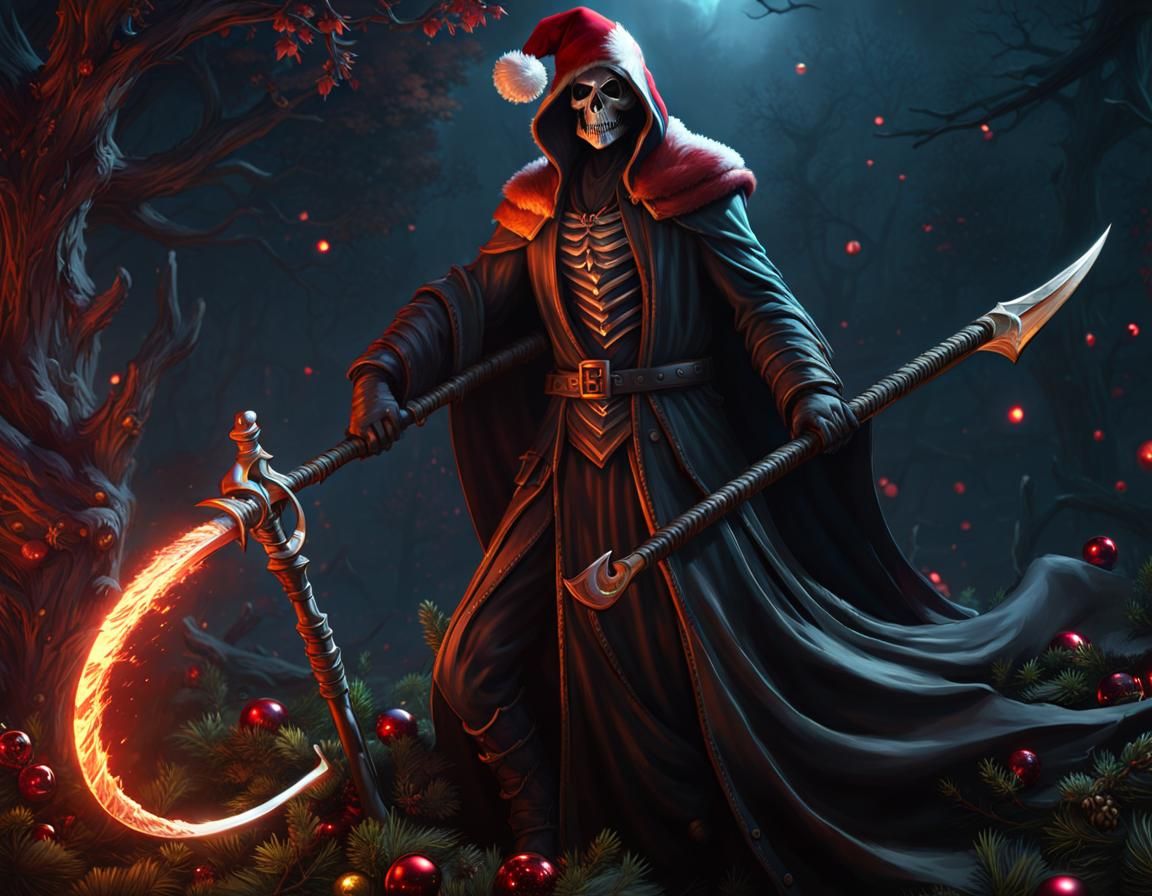 Christmas Grim Reaper in Dark Fantasy Style