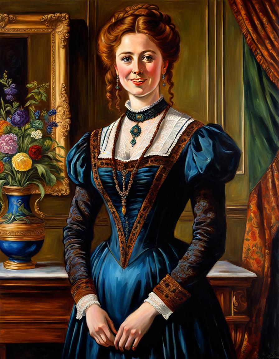 Victorian Lady Portrait in Oil Painting Style