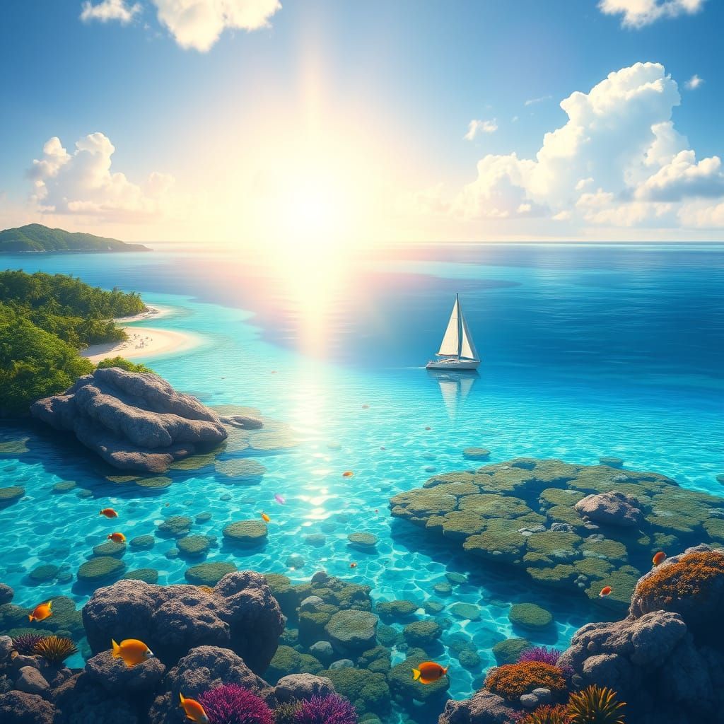 Tropical Lagoon Paradise: Photorealistic Impressionism in 8k