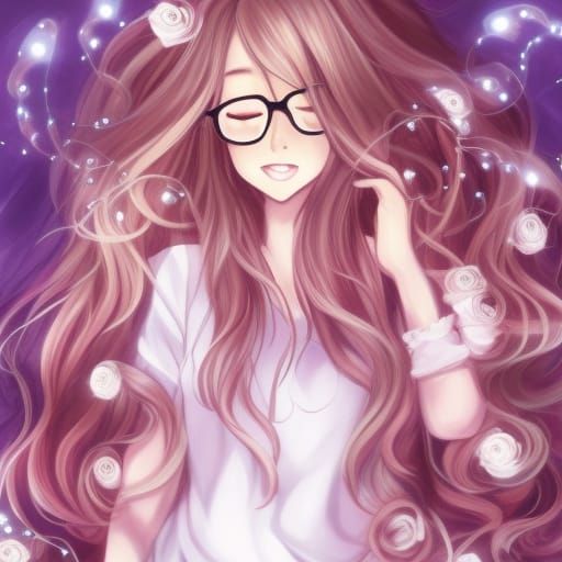 Anime Girl Dancing in Lavender Rose Garden