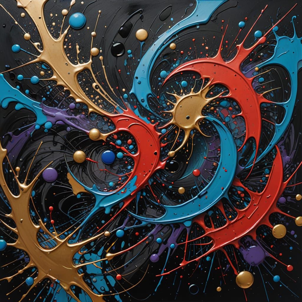Abstract Swirling Shapes in Painterly Surrealism