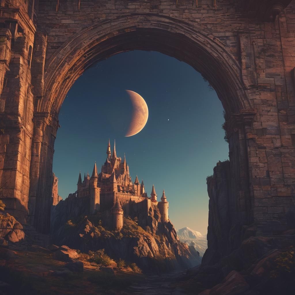Fantasy Castle on Hill Digital Matte Painting