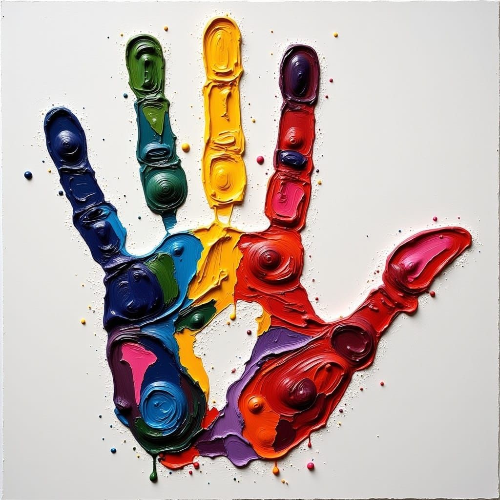 Rainbow Textured Handprint Art