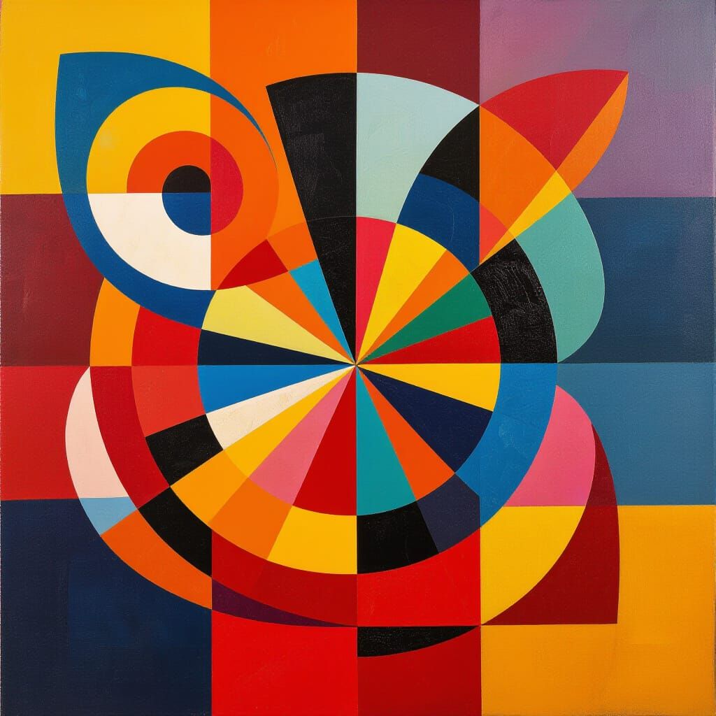 Vibrant Abstract Composition in Op Art Style
