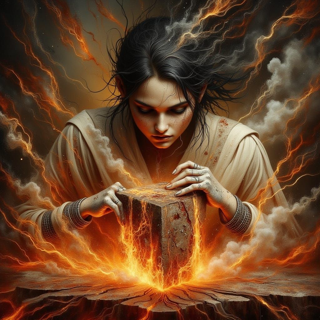 Surreal Heatwave: Woman and Melting Brick