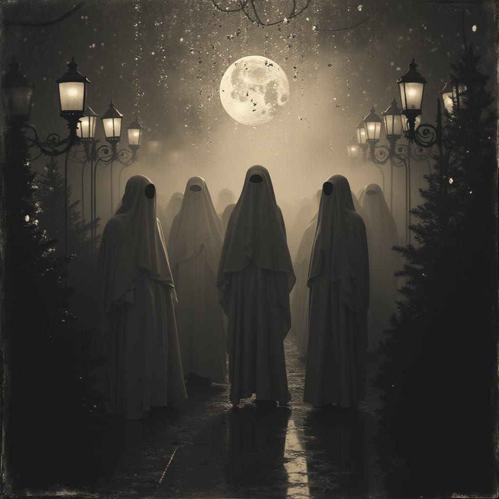 Ghosts Celebrate at a New Year's Eve Ball