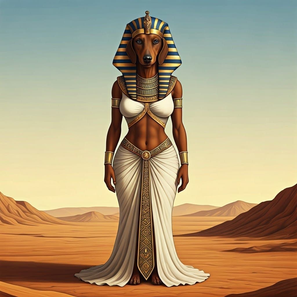 Dachshund as Egyptian Pharaoh Coloring Page