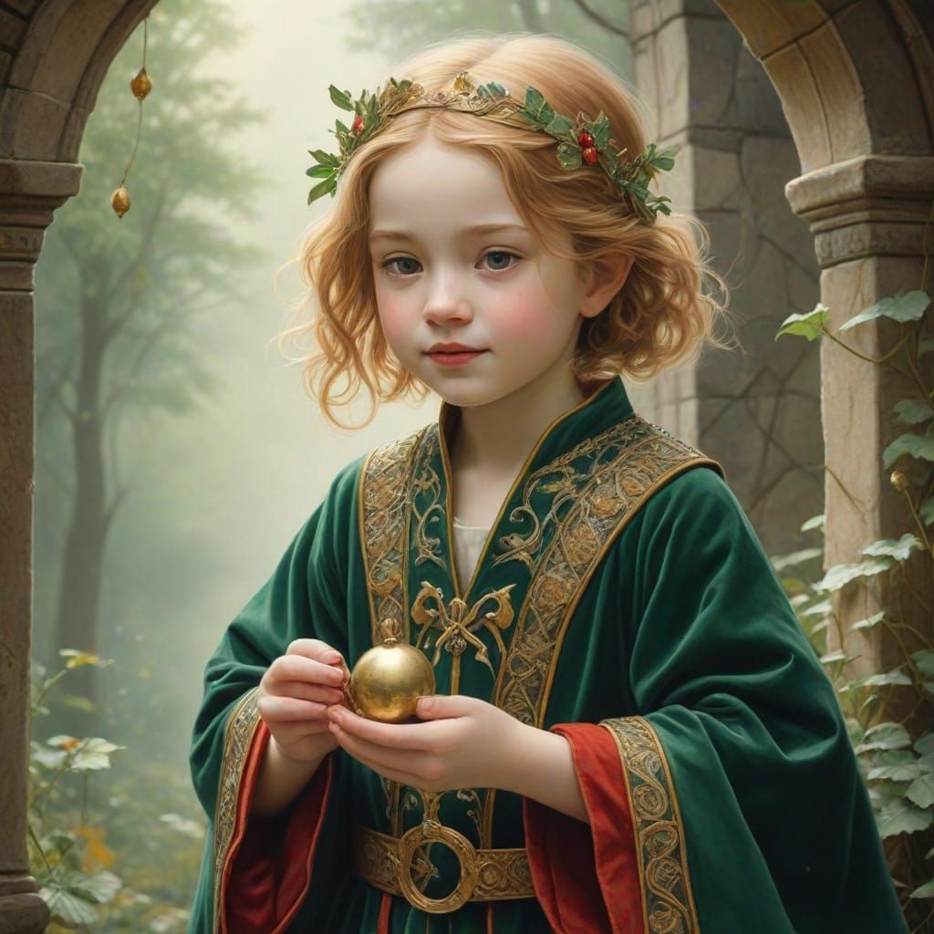 Whimsical Toddler Jester in Cloisonne Style