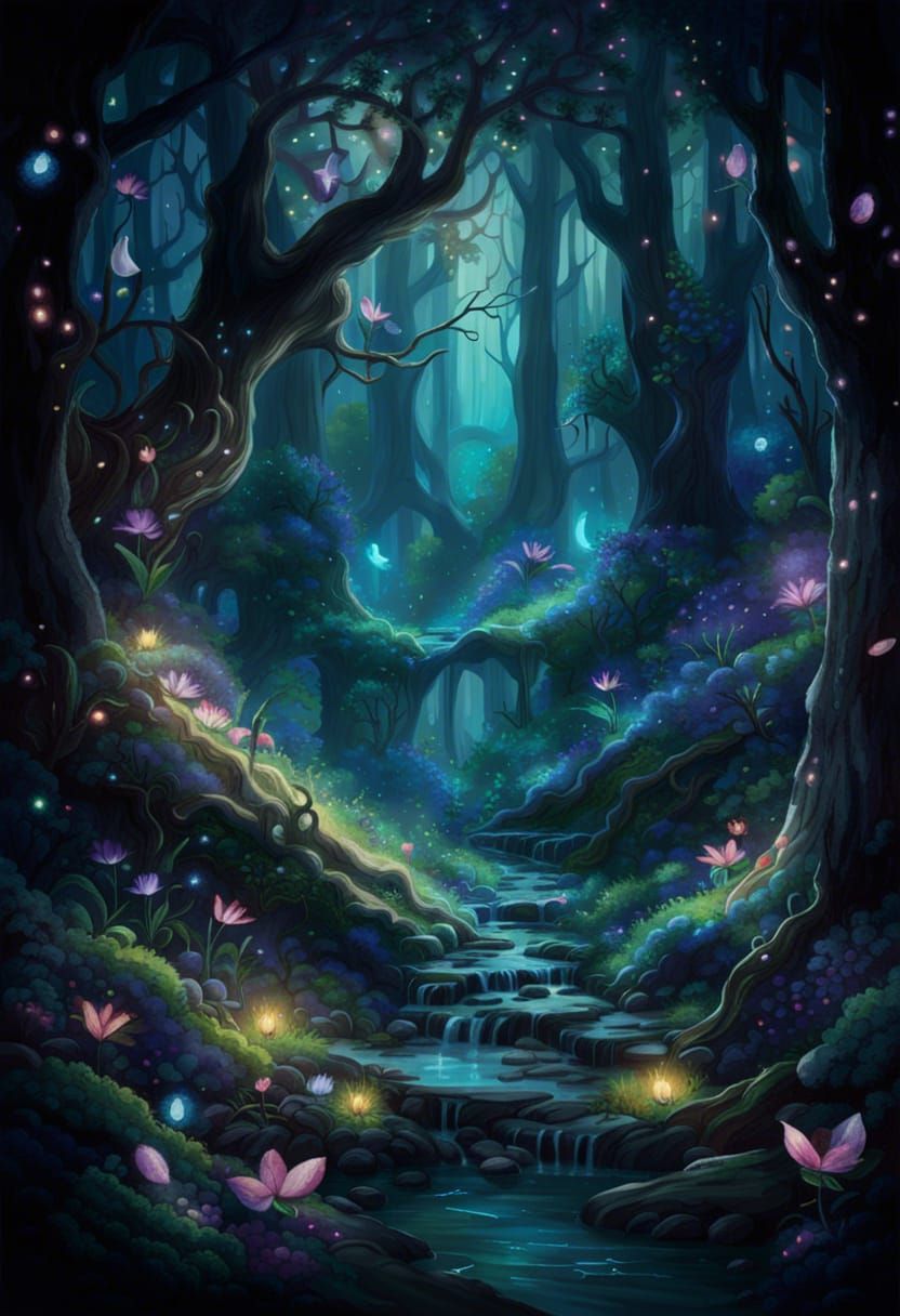 Mystical Forest: Enchanting Dark Fantasy Artwork