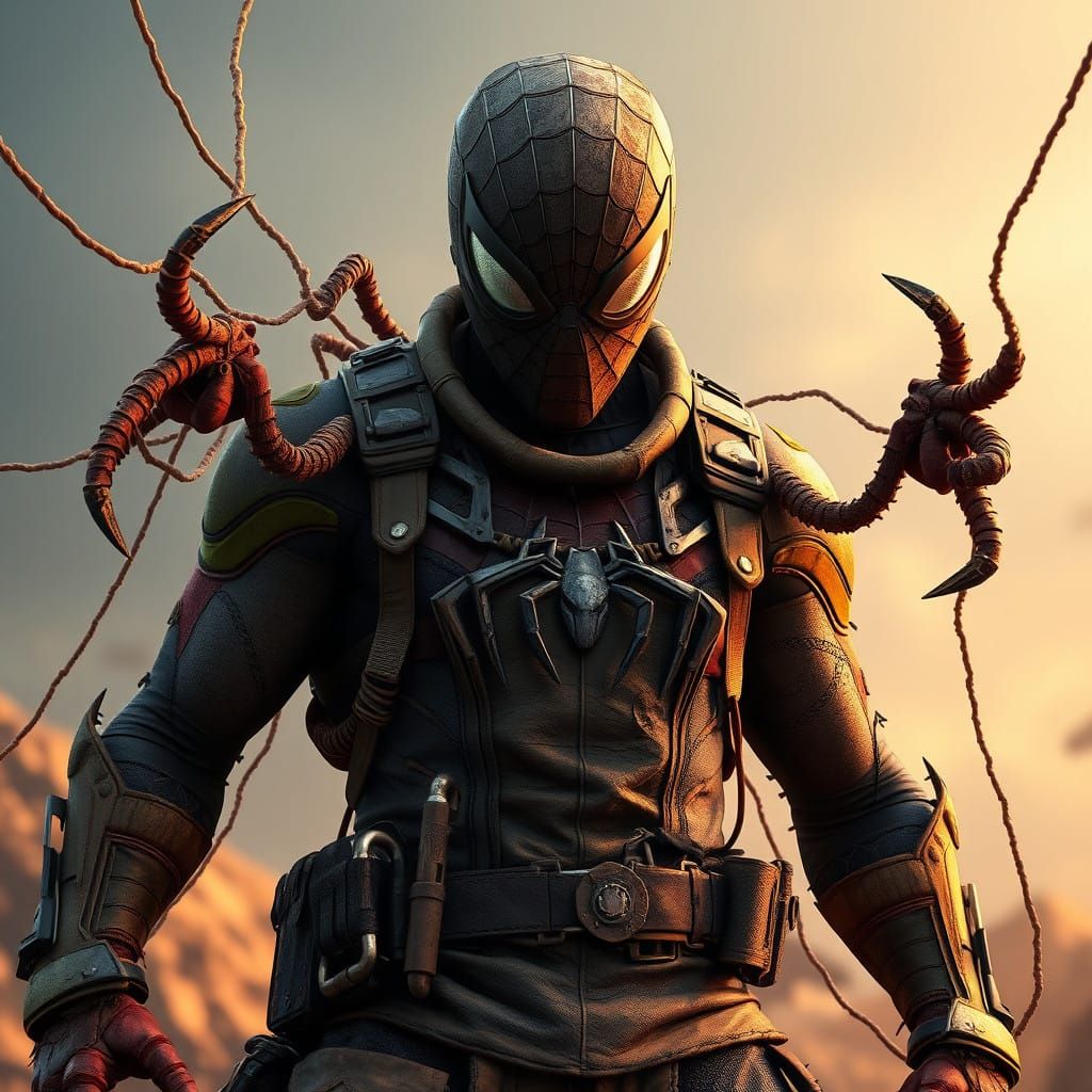 Weathered Post-Apocalyptic Spider-Man Suit in Earthy Tones