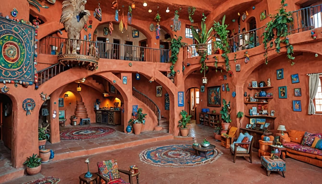 Colorful Adobe Village Common Room