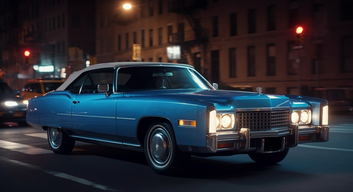 Cadillac Eldorado Cabriolet in New York City at Night