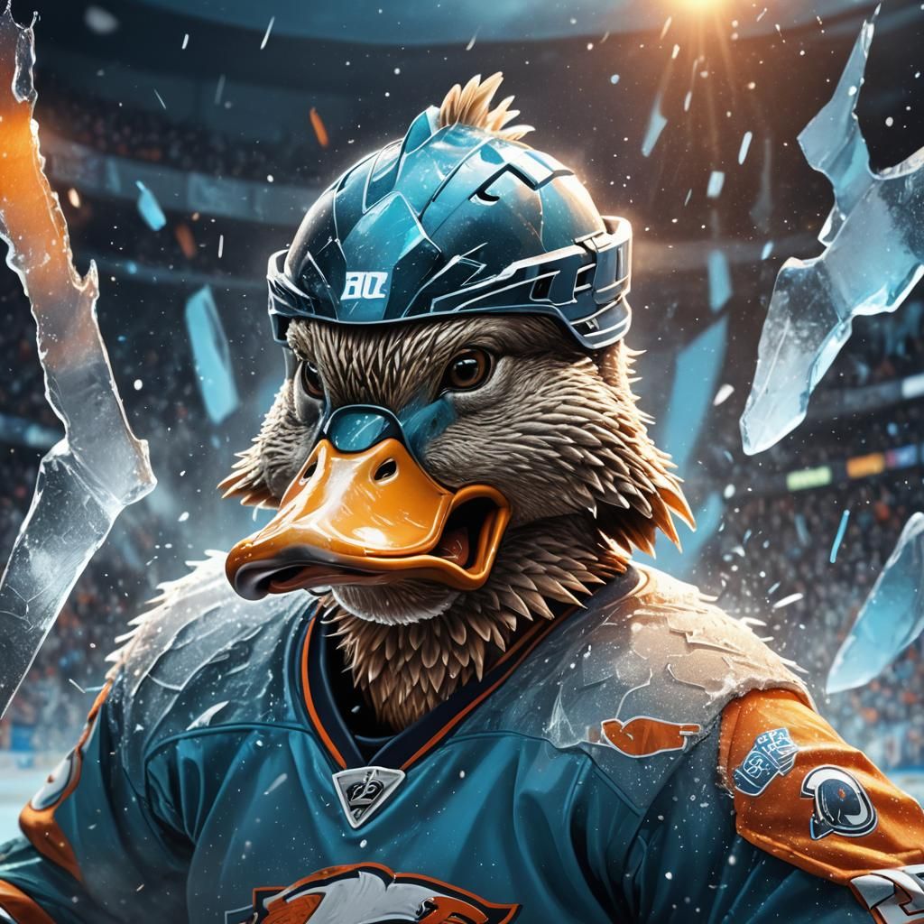 Duck in Hockey Gear: Digital Fantasy Illustration