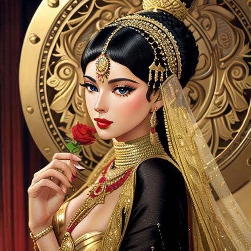 Detailed 3D Render in the Style of Erté