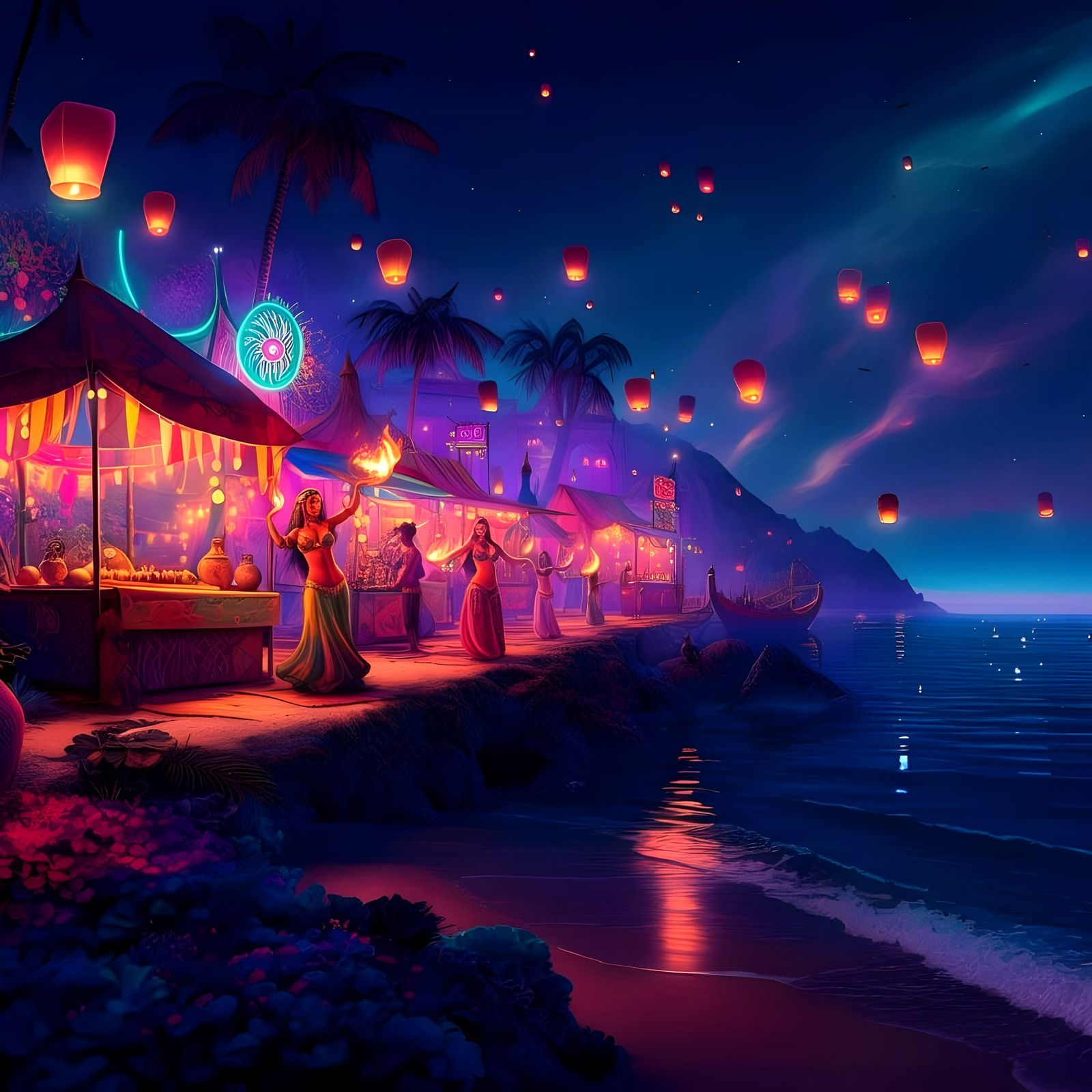 Vibrant Night Market on Beachy Edge