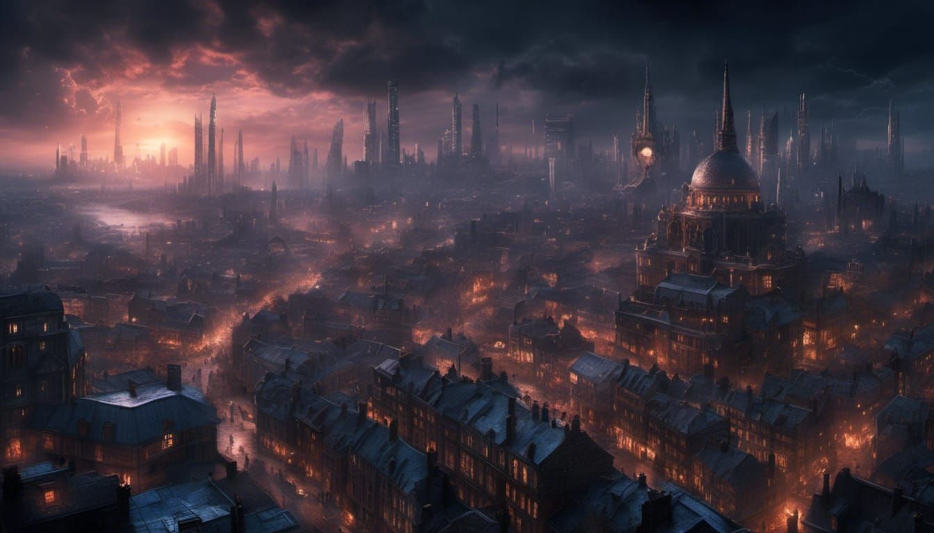 Dark Cyberpunk London Cityscape