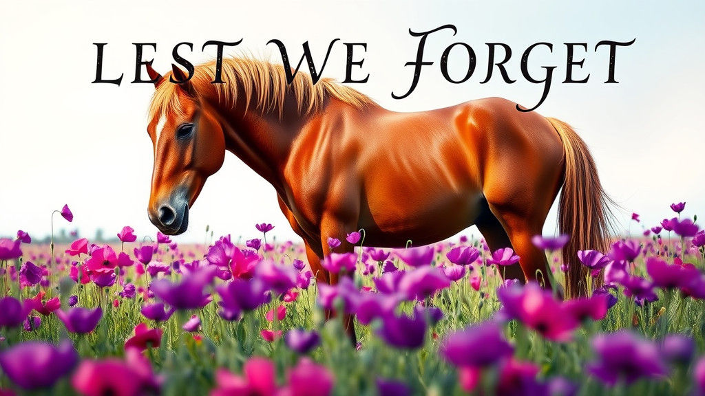 Horse Grazing in Poppies: Impressionistic Remembrance