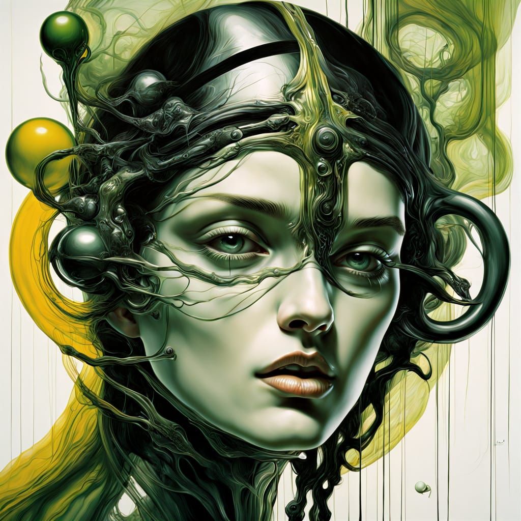 Suprematist Liquid Chaos with Viridian Fluorescence