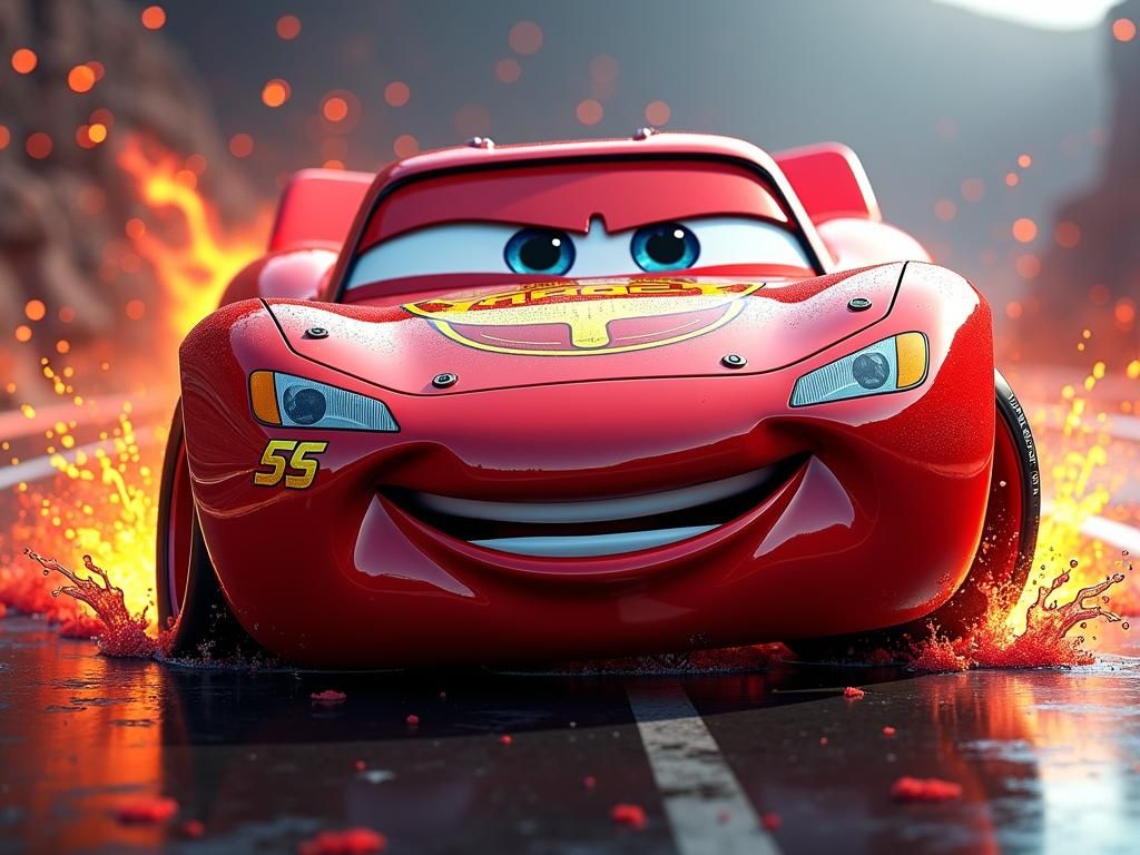 Hyperrealistic Lightning McQueen Concept Art
