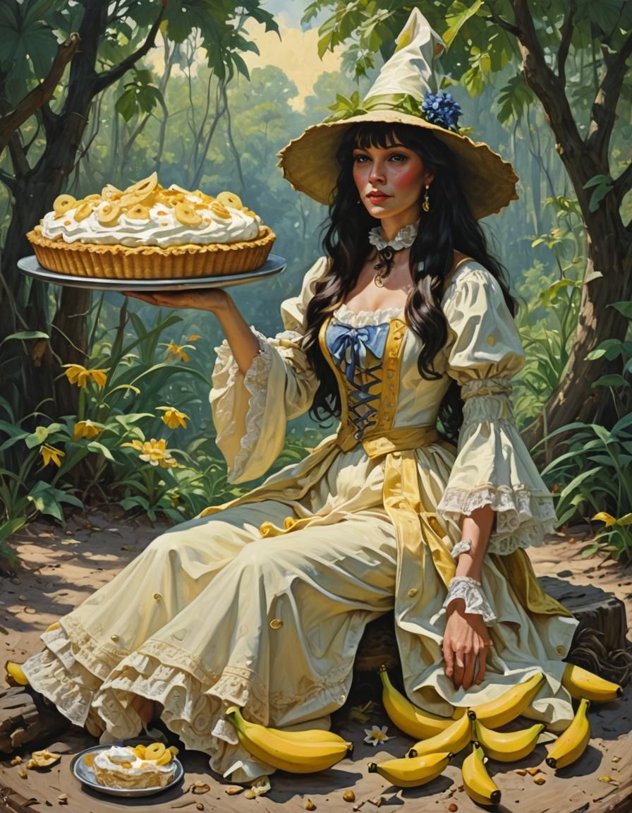 Beautiful Witch Serves Summer Banana Cream Pie