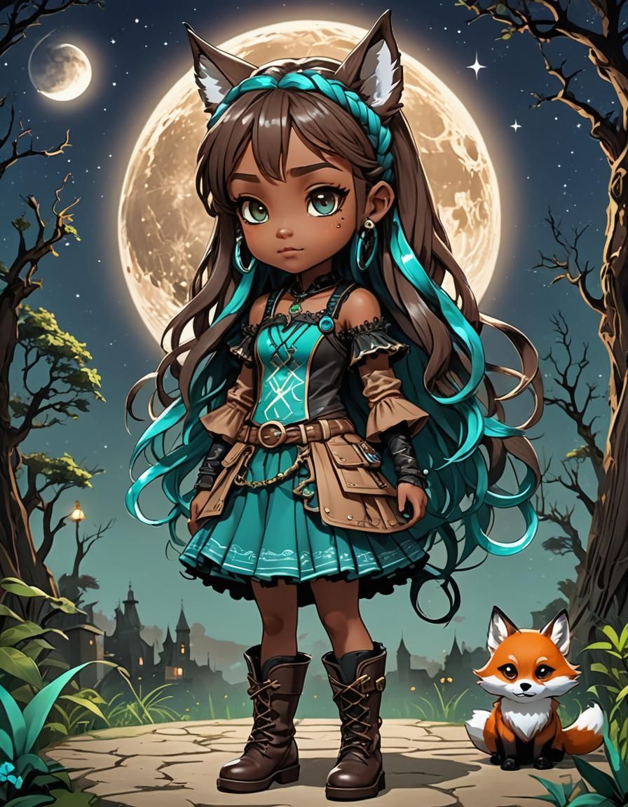 Chibi with Gothic Fashion and Fox Ears